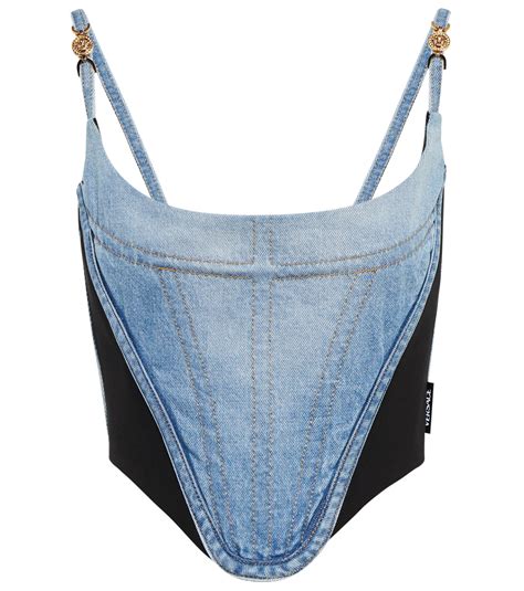 top crop versace|versace denim corset.